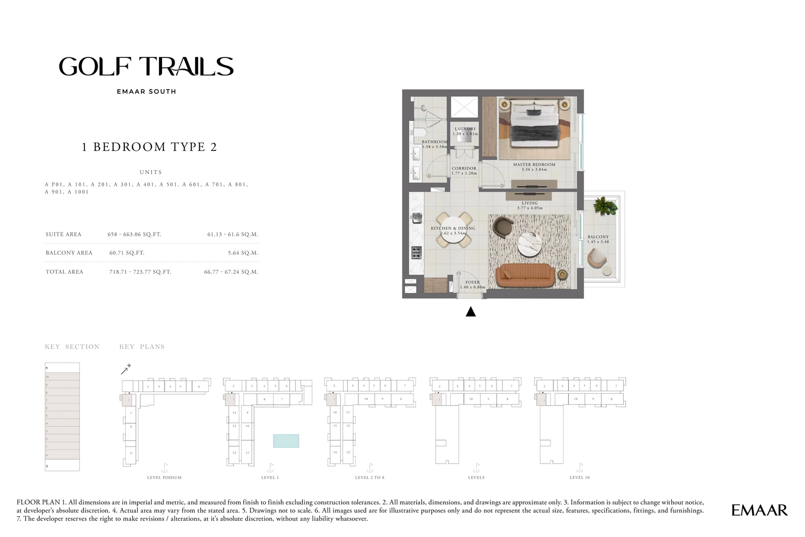 Floor plan for 1 Bedroom Apartment — Type 2