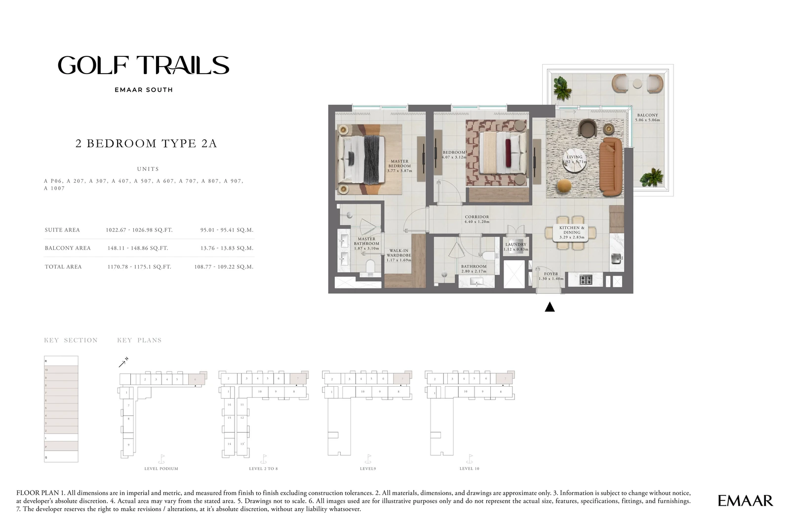 Floor plan for 2 Bedroom Apartment — Type 2A