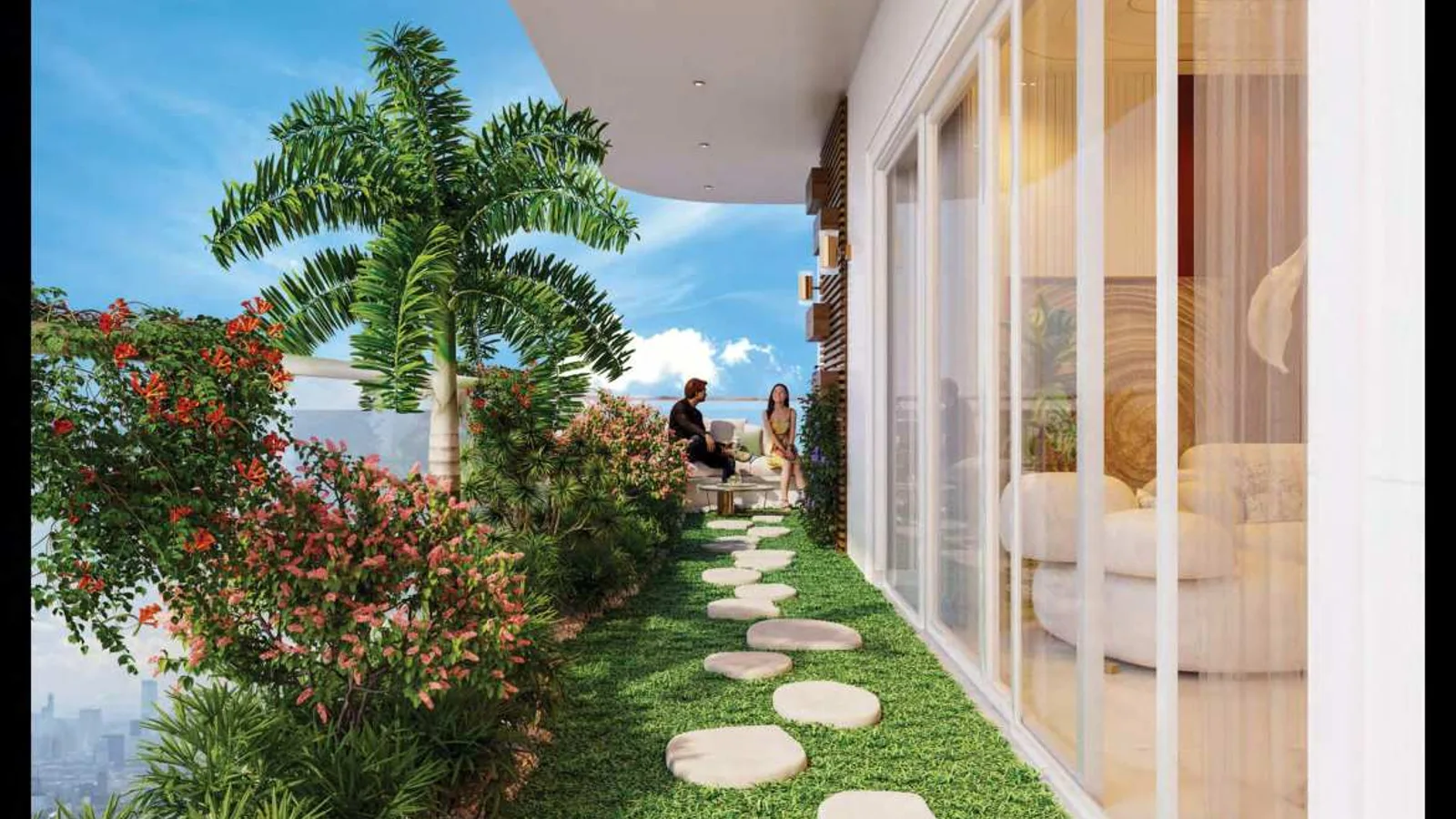 Private landscaped terrace garden at Vincitore Wellness Estate.