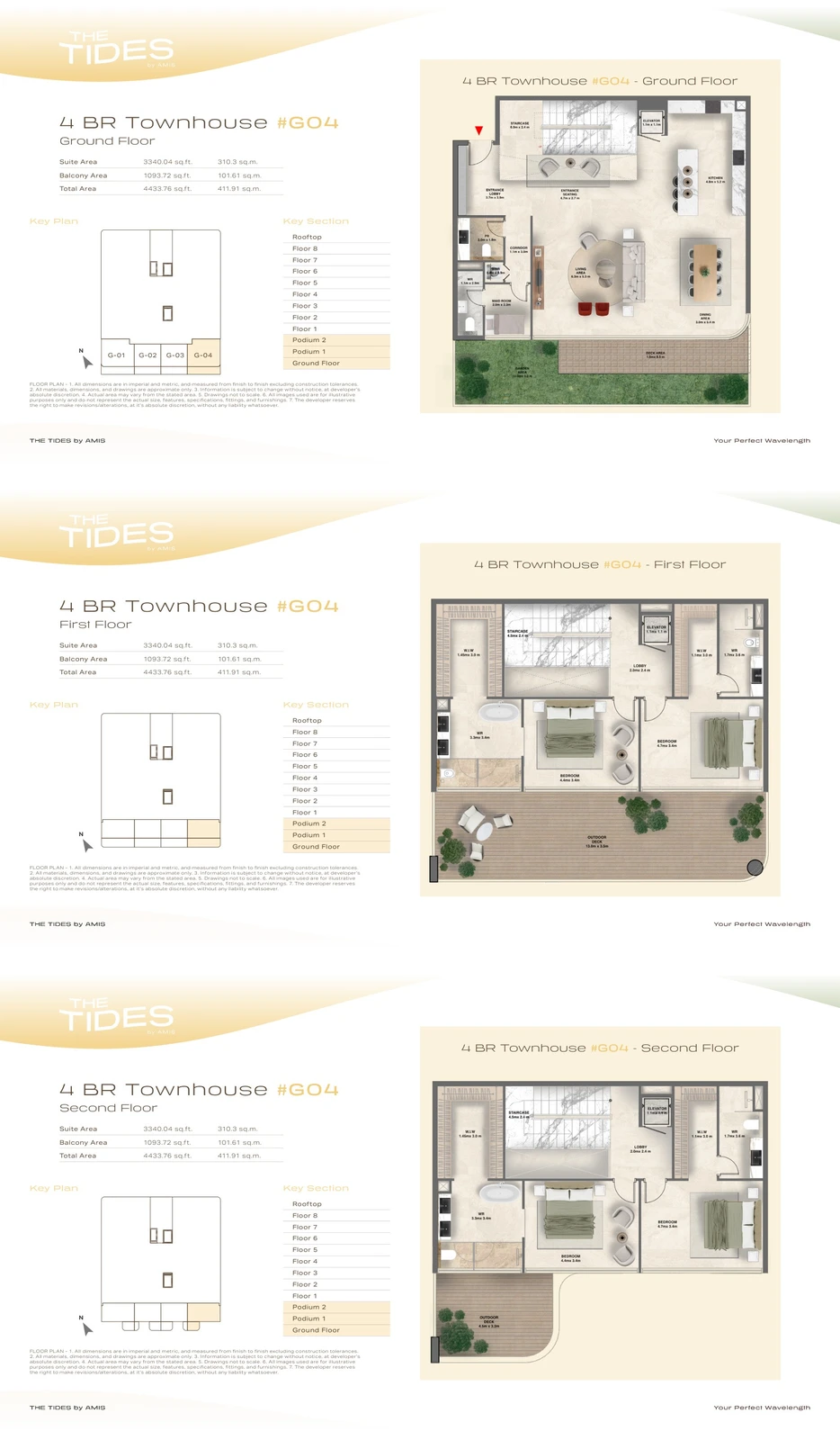 Floor plan for 4 Bedroom Townhouse G04