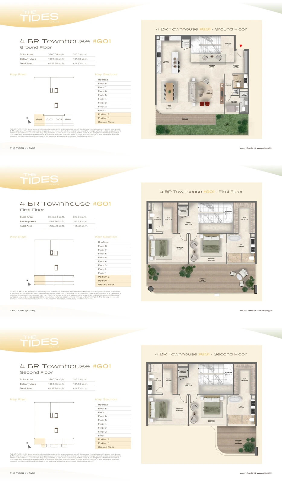 Floor plan for 4 Bedroom Townhouse G01