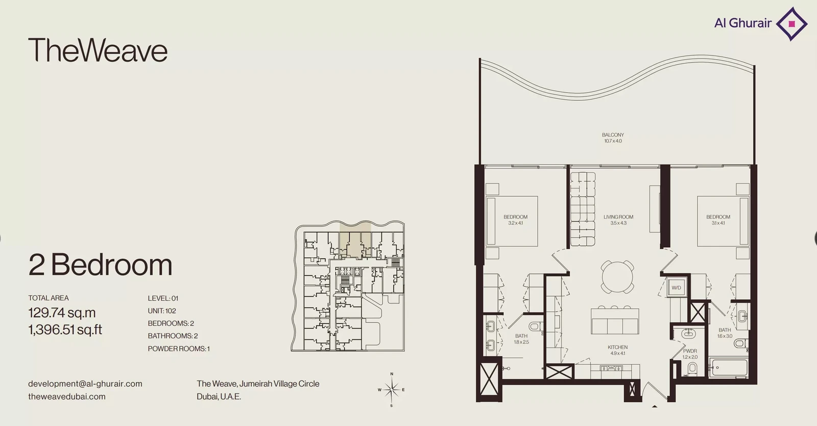 Floor plan for 2 Bedroom Apartment - Type 102