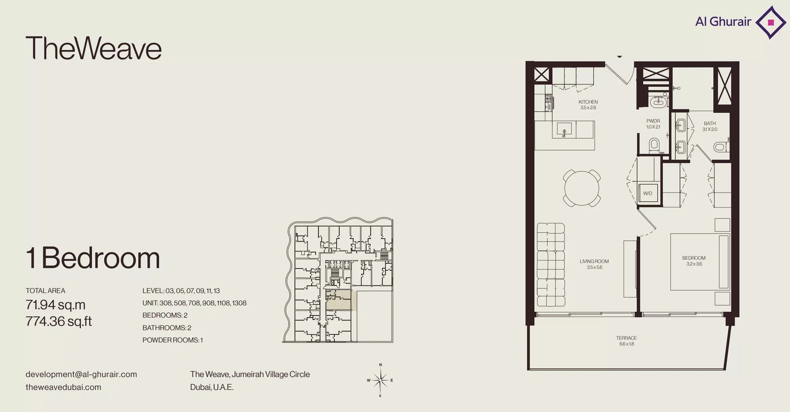 Floor plan for 1 Bedroom Apartment - Type 308-1308