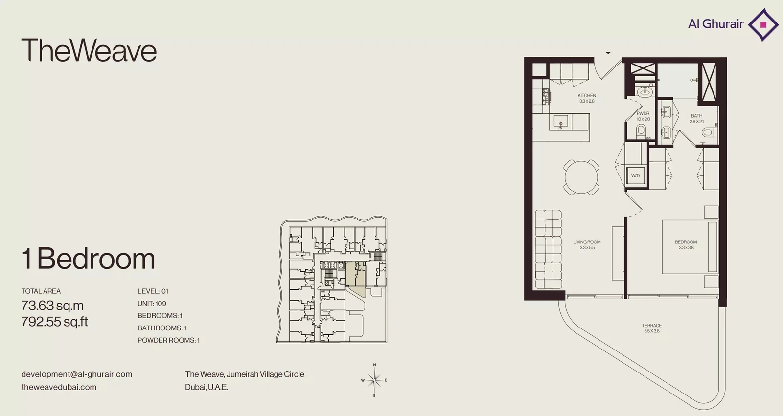 Floor plan for 1 Bedroom Apartment - Type 109