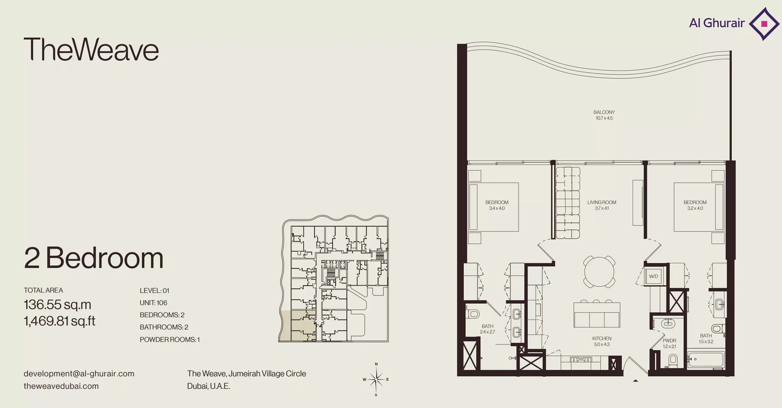 Floor plan for 2 Bedroom Apartment - Type 106