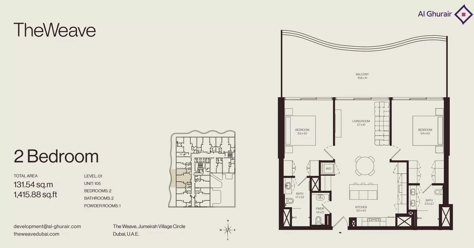 Floor plan for 2 Bedroom Apartment - Type 105