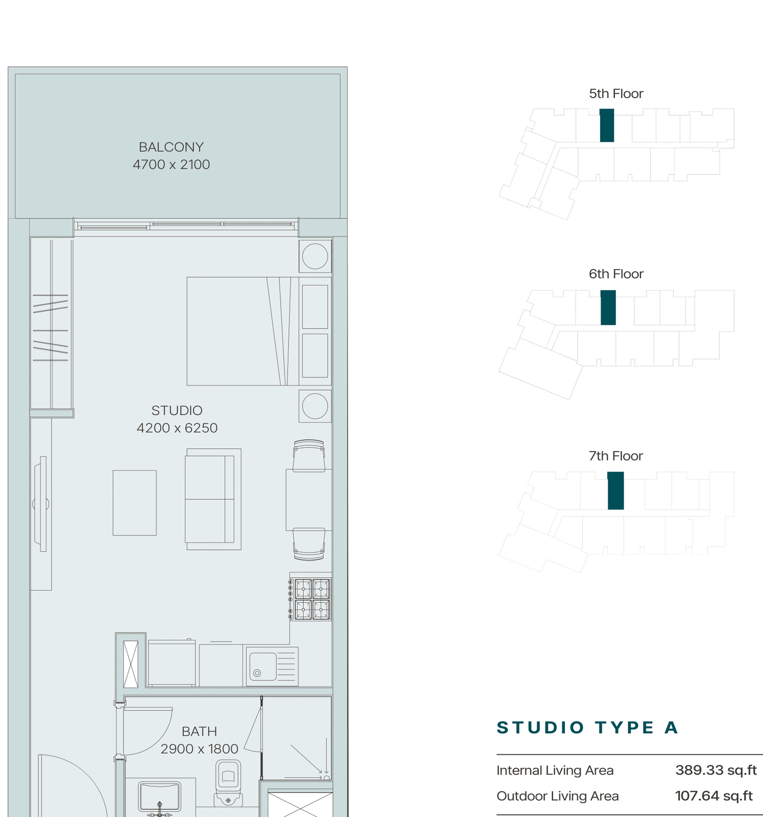 Floor plan for Studio Type A