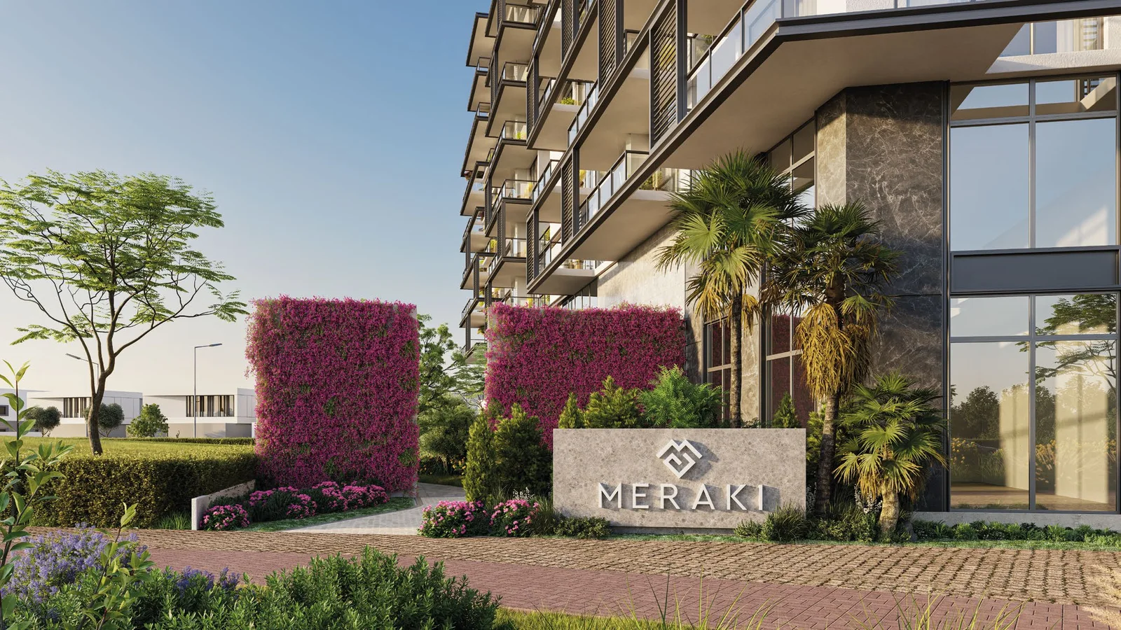 Landscaped entrance to The Haven III in Majan.