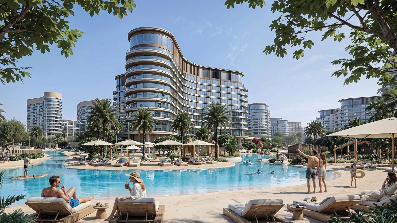 Resort-style water amenities within Sobha Sanctuary.