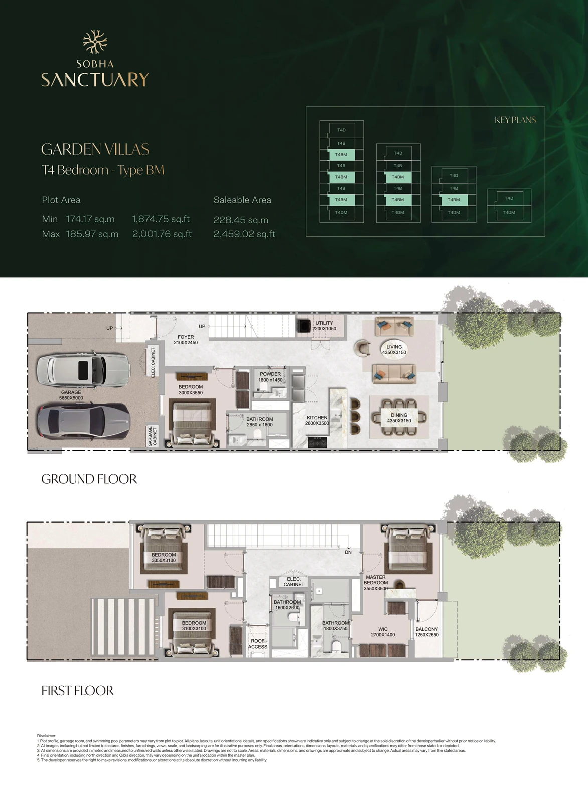 Floor plan for 4 Bedroom Garden Villa Type BM