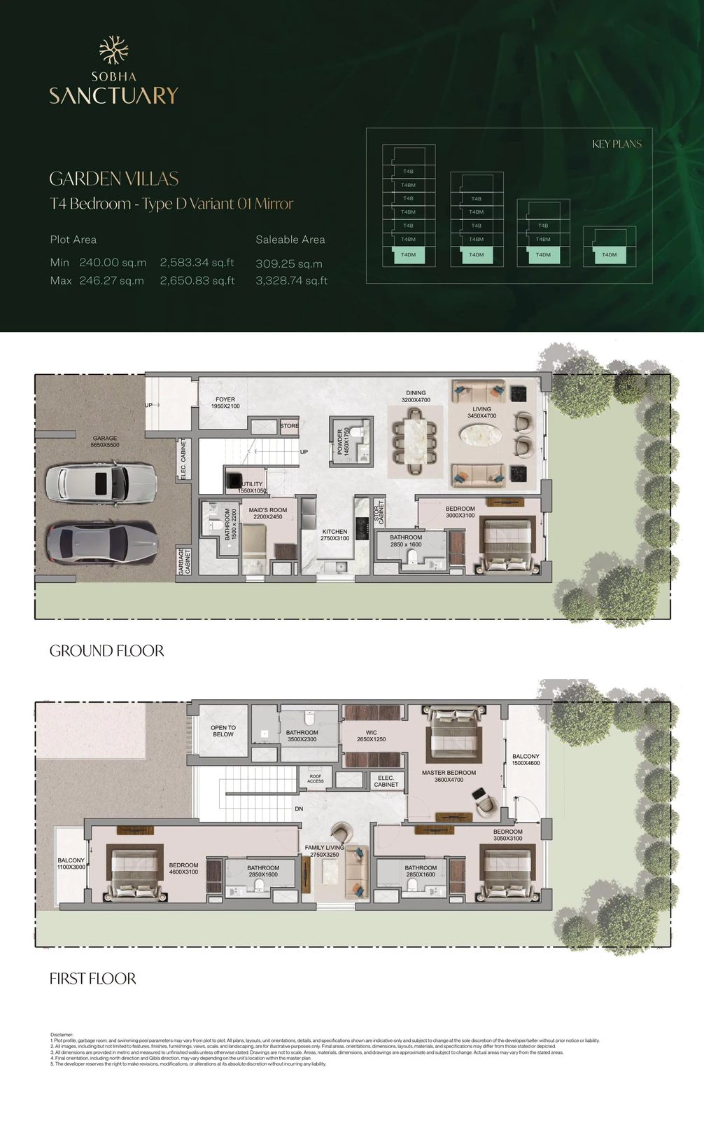Floor plan for 4 Bedroom Garden Villa Type D Variant 01 Mirror