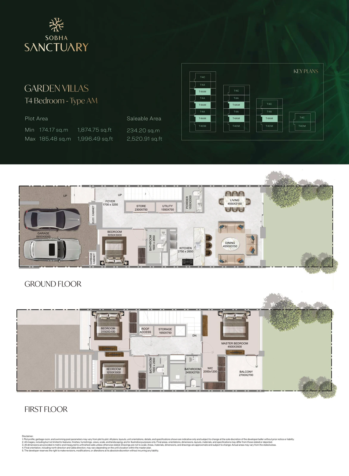 Floor plan for 4 Bedroom Garden Villa Type AM