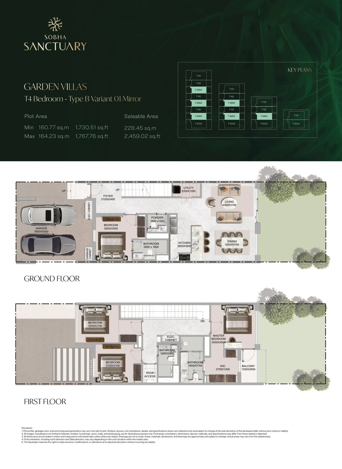 Floor plan for 4 Bedroom Garden Villa Type B Variant 01 Mirror