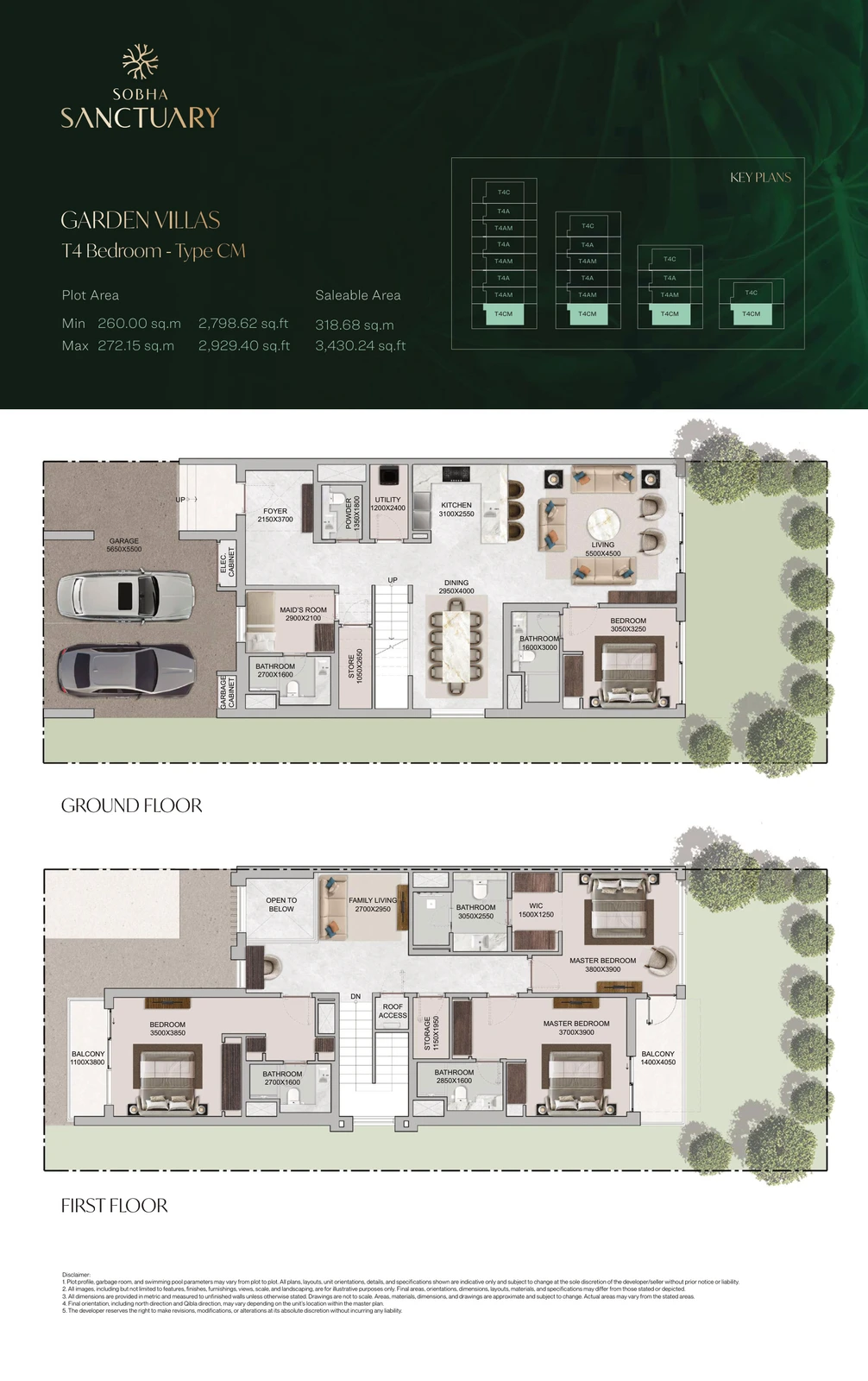 Floor plan for 4 Bedroom Garden Villa Type CM