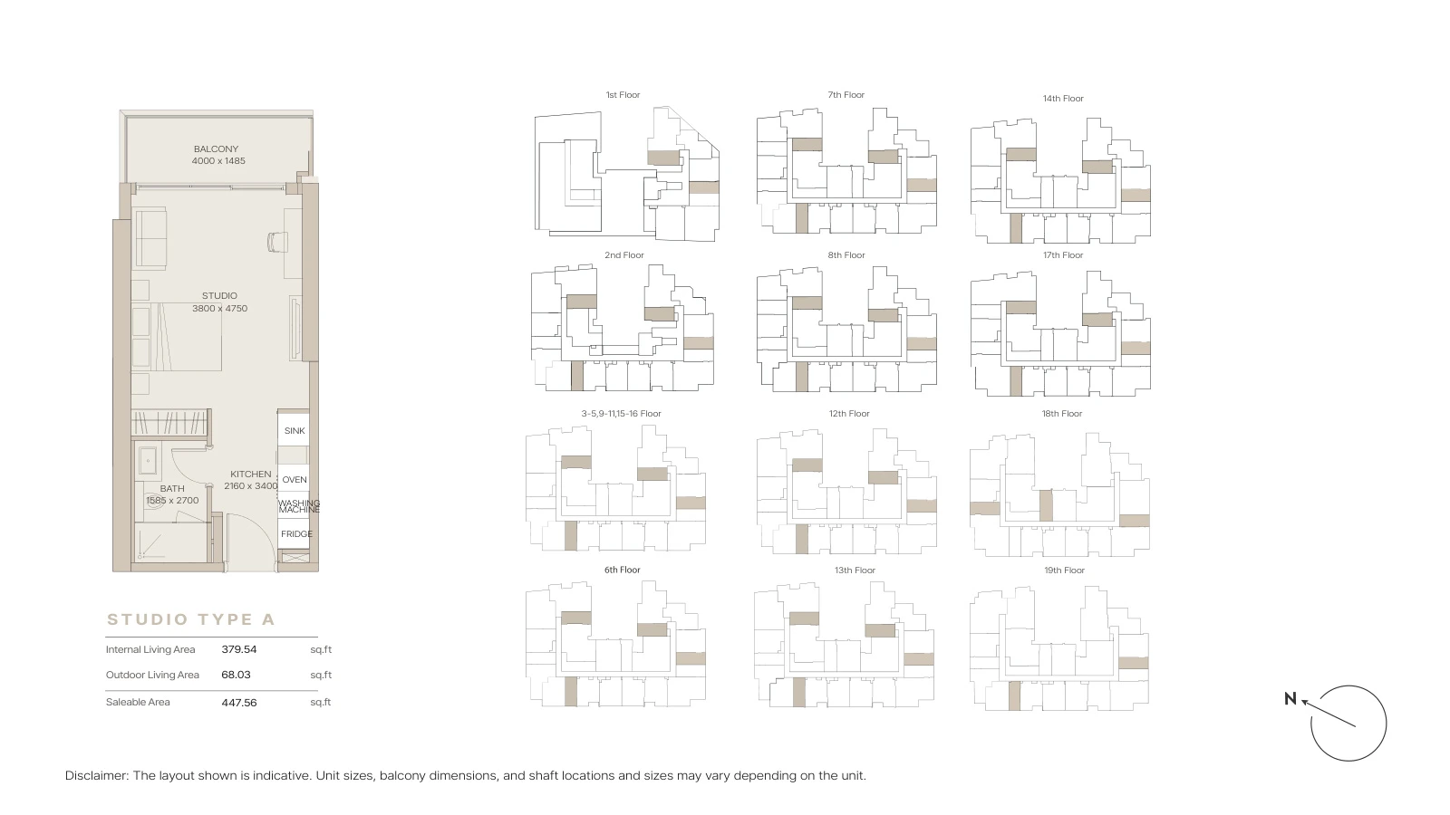 Floor plan for Studio Type A