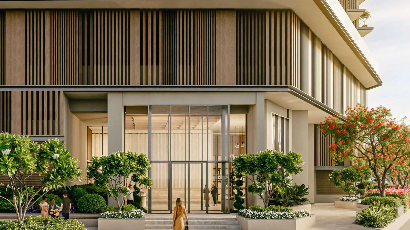 Landscaped entrance to Nirvana Residence.