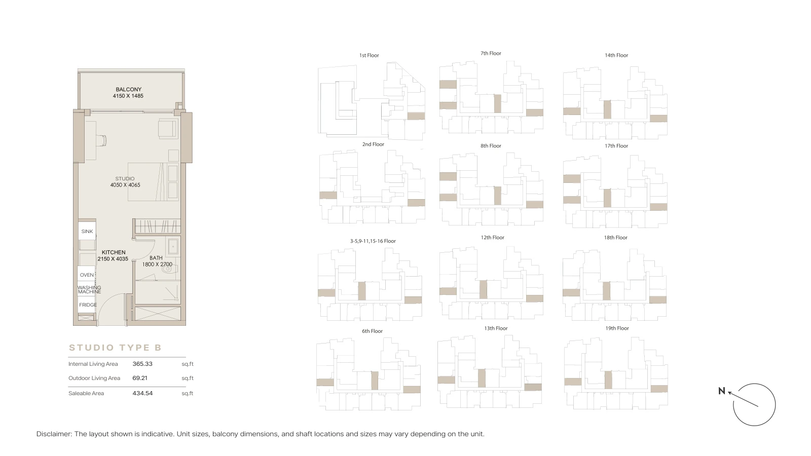 Floor plan for Studio Type B