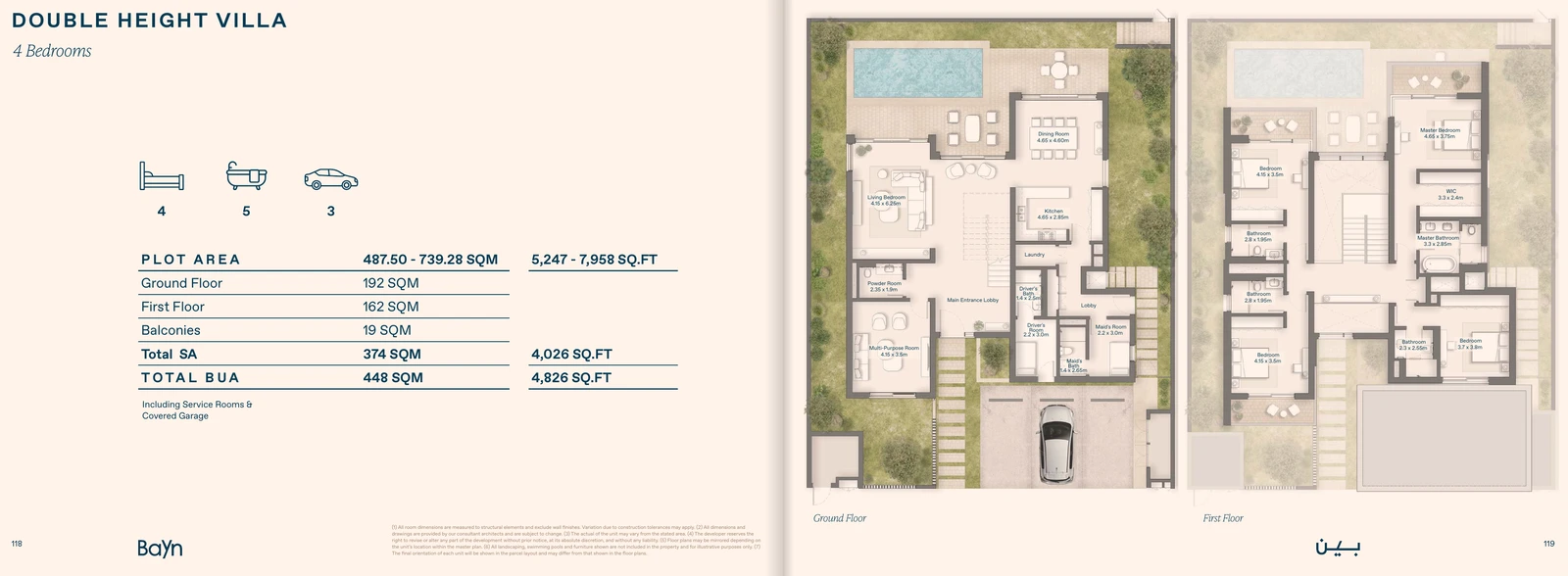 Floor plan for Double Height Villa - 4 Bedroom