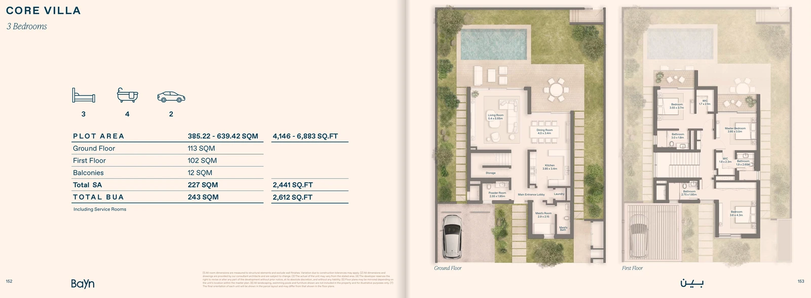 Floor plan for Core Villa - 3 Bedroom