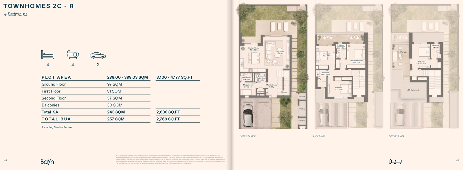 Floor plan for Townhomes 2C - Right - 4 Bedroom