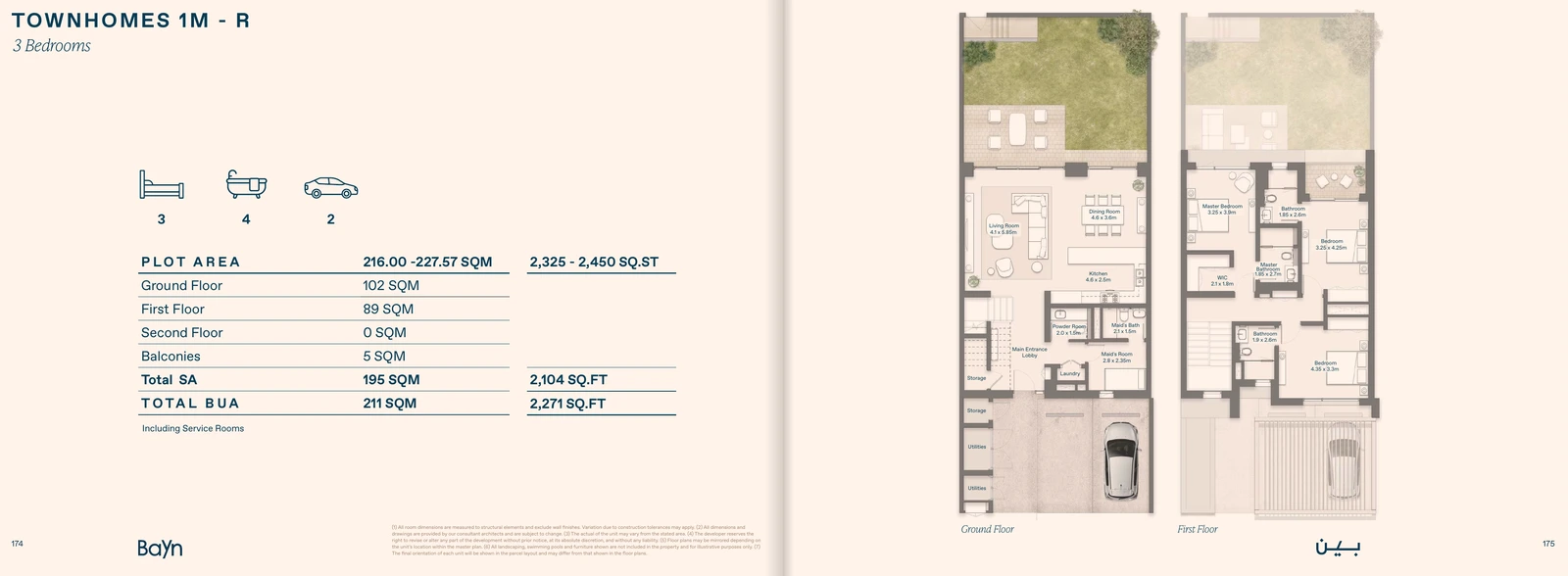 Floor plan for Townhomes 1M - Right - 3 Bedroom