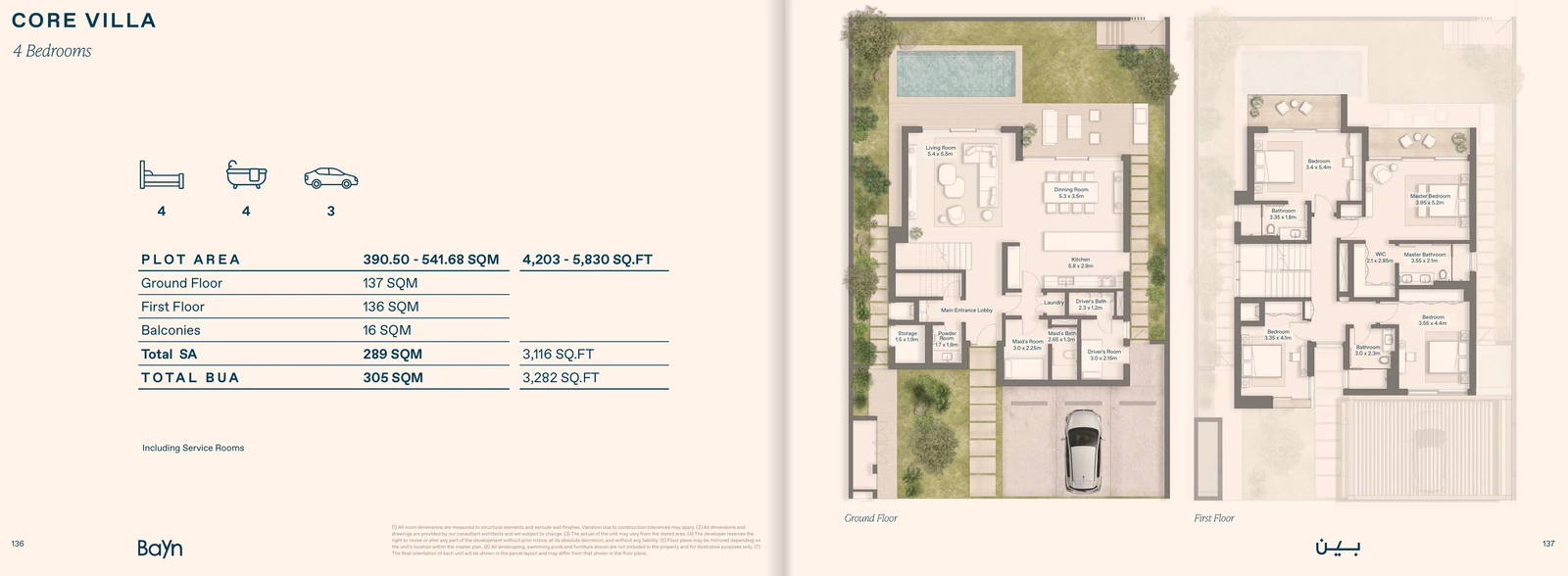 Floor plan for Core Villa - 4 Bedroom