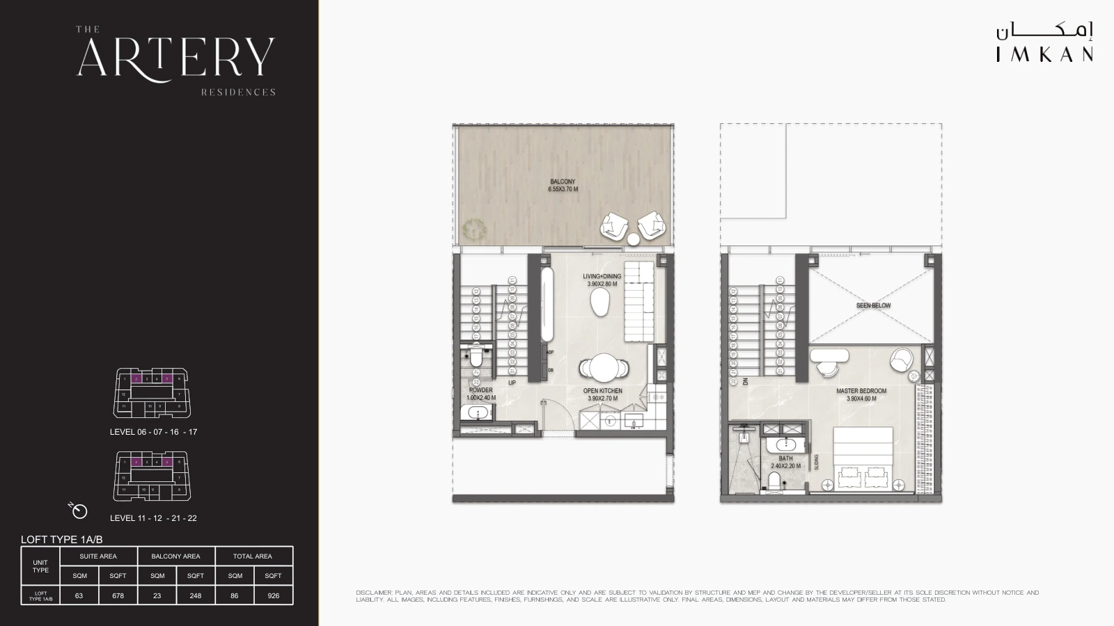 Floor plan for Loft Type 1A/1B