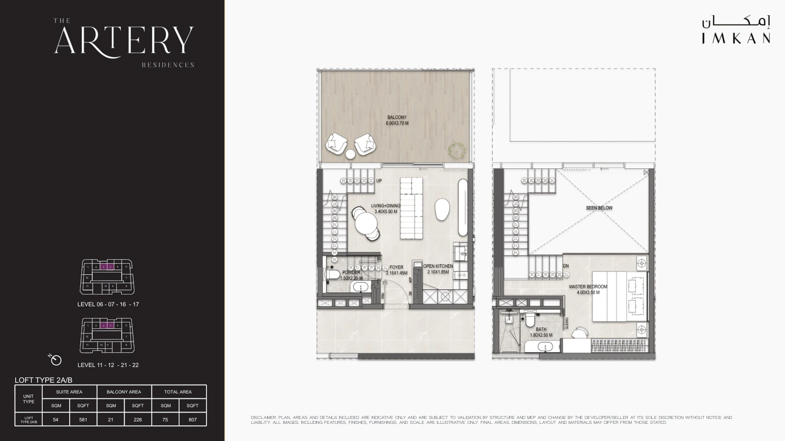 Floor plan for Loft Type 2A/2B