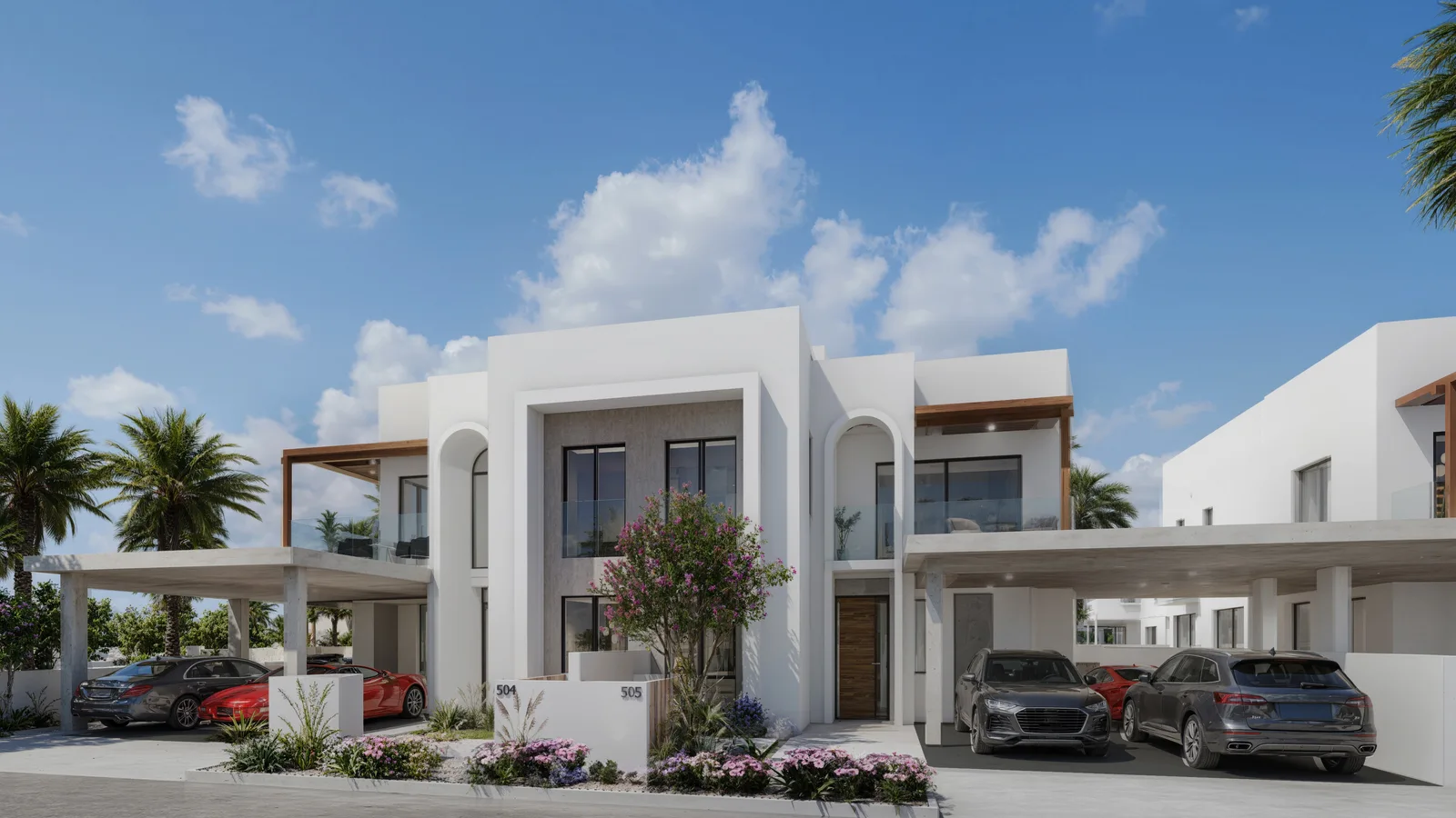 Hayat Phase 6 Residences middle townhouses with landscaped front gardens