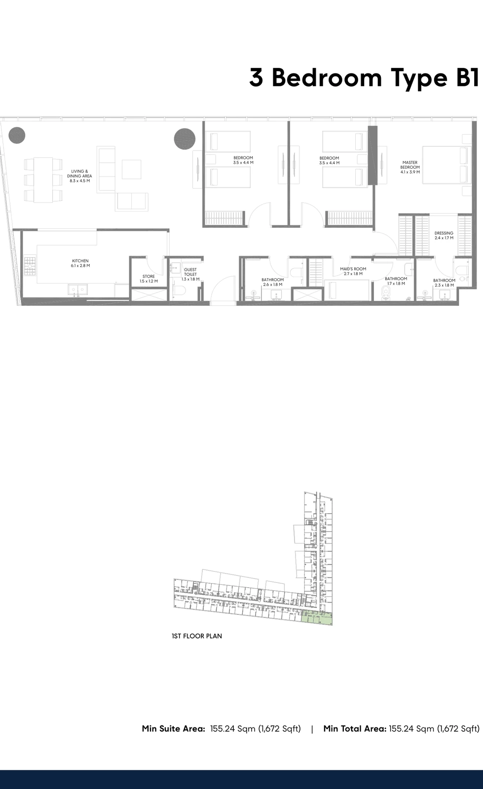 Floor plan for Type B1