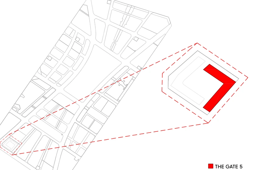 The Gate Phase 5 building position within the Aljada master plan