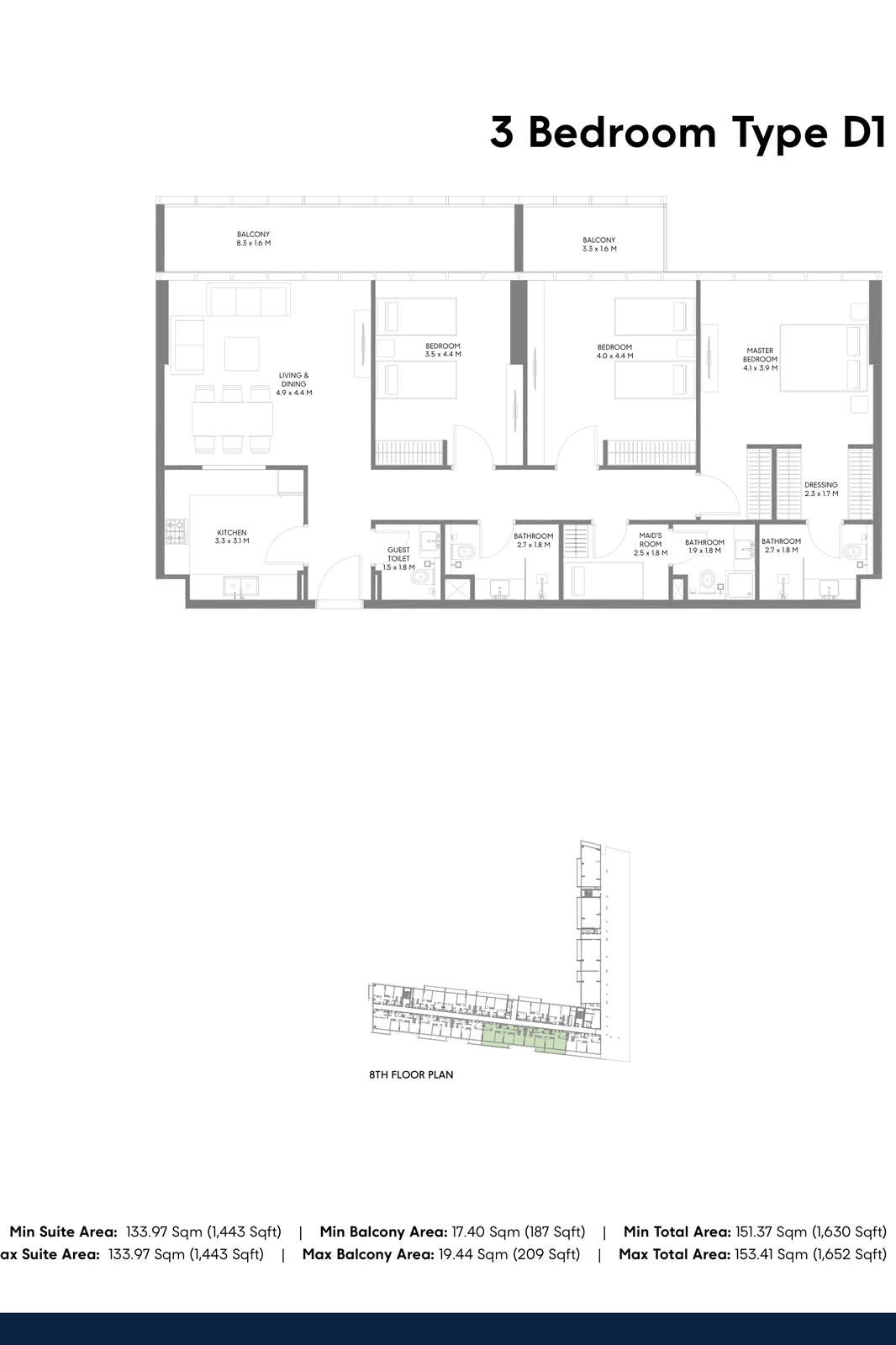 Floor plan for Type D1