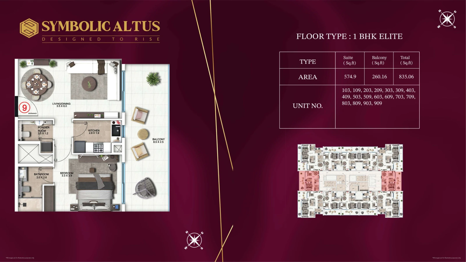 Floor plan for 1 Bedroom Elite