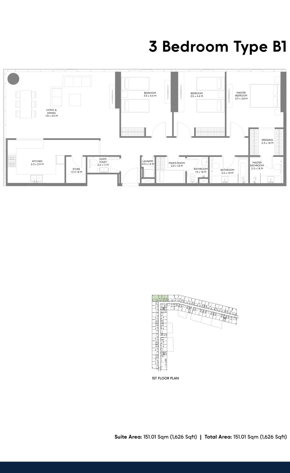 Floor plan for Type B1