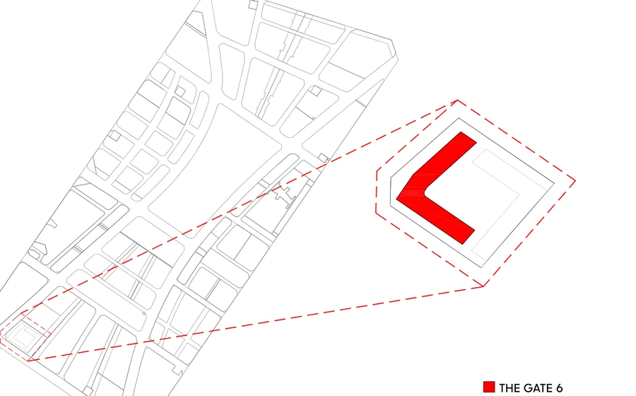 The Gate Phase 6 building position within the Aljada master plan