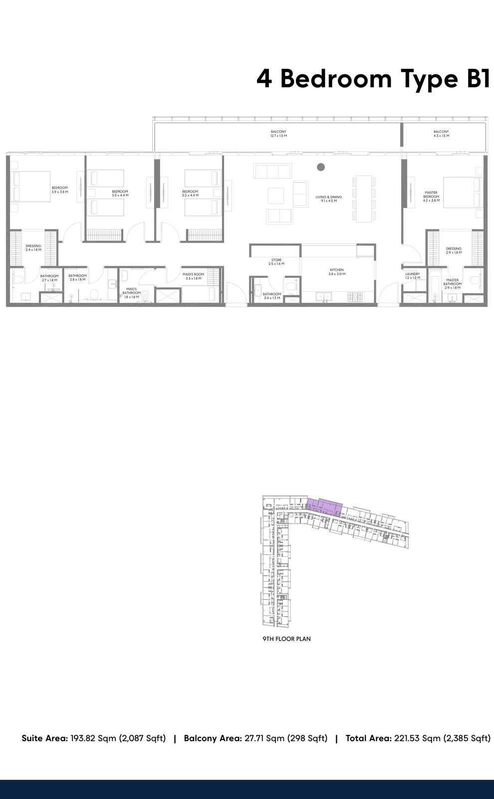 Floor plan for Type B1