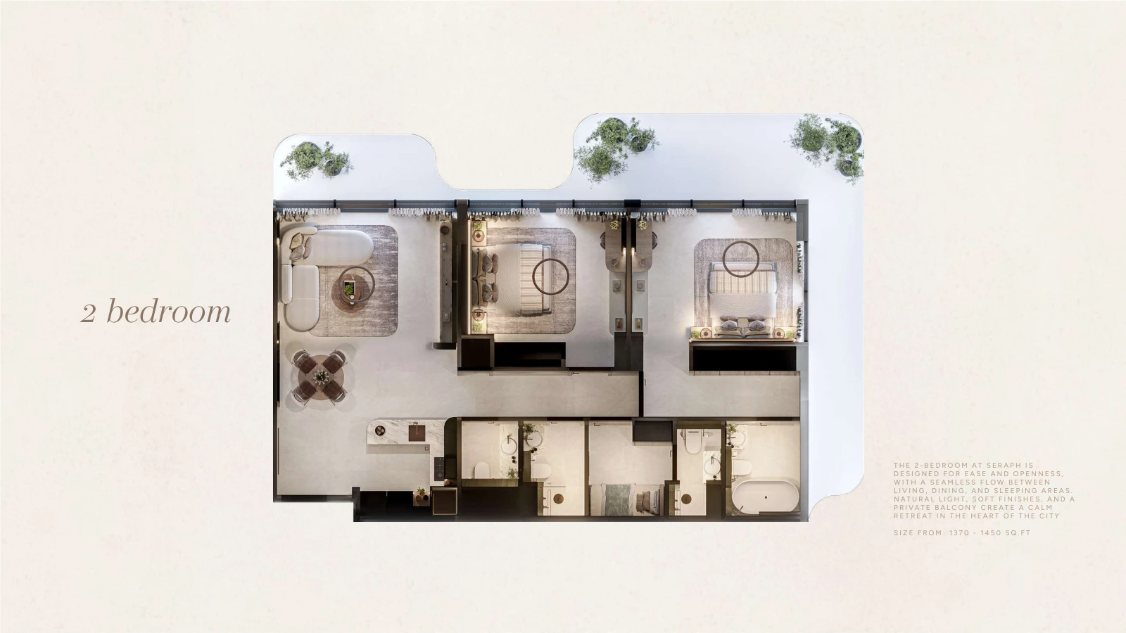 Floor plan for 2 Bedroom