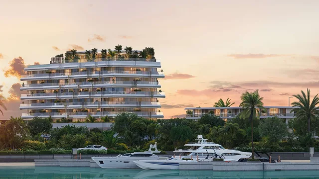 Waterfront exterior view of Nuvana by Wadan on Dubai Islands.