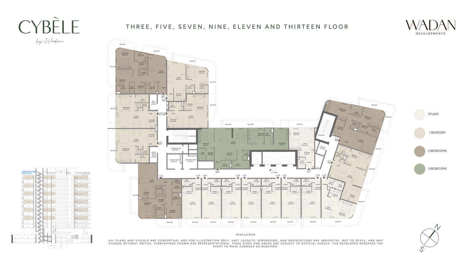 Floor plan for 3 Bedroom + Maid