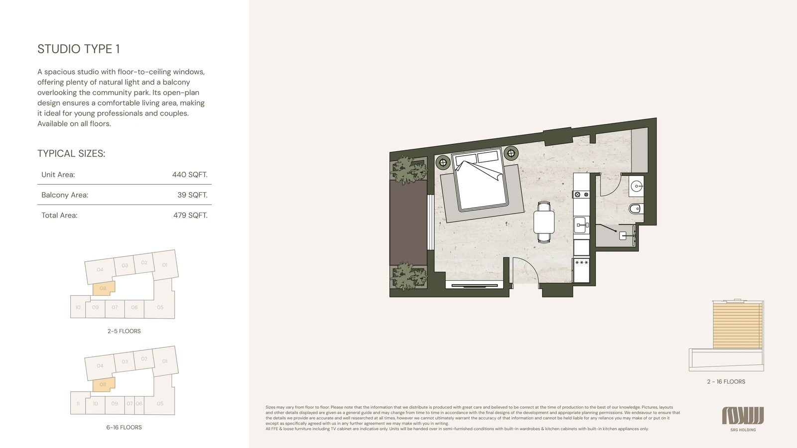 Floor plan for Studio Type 1