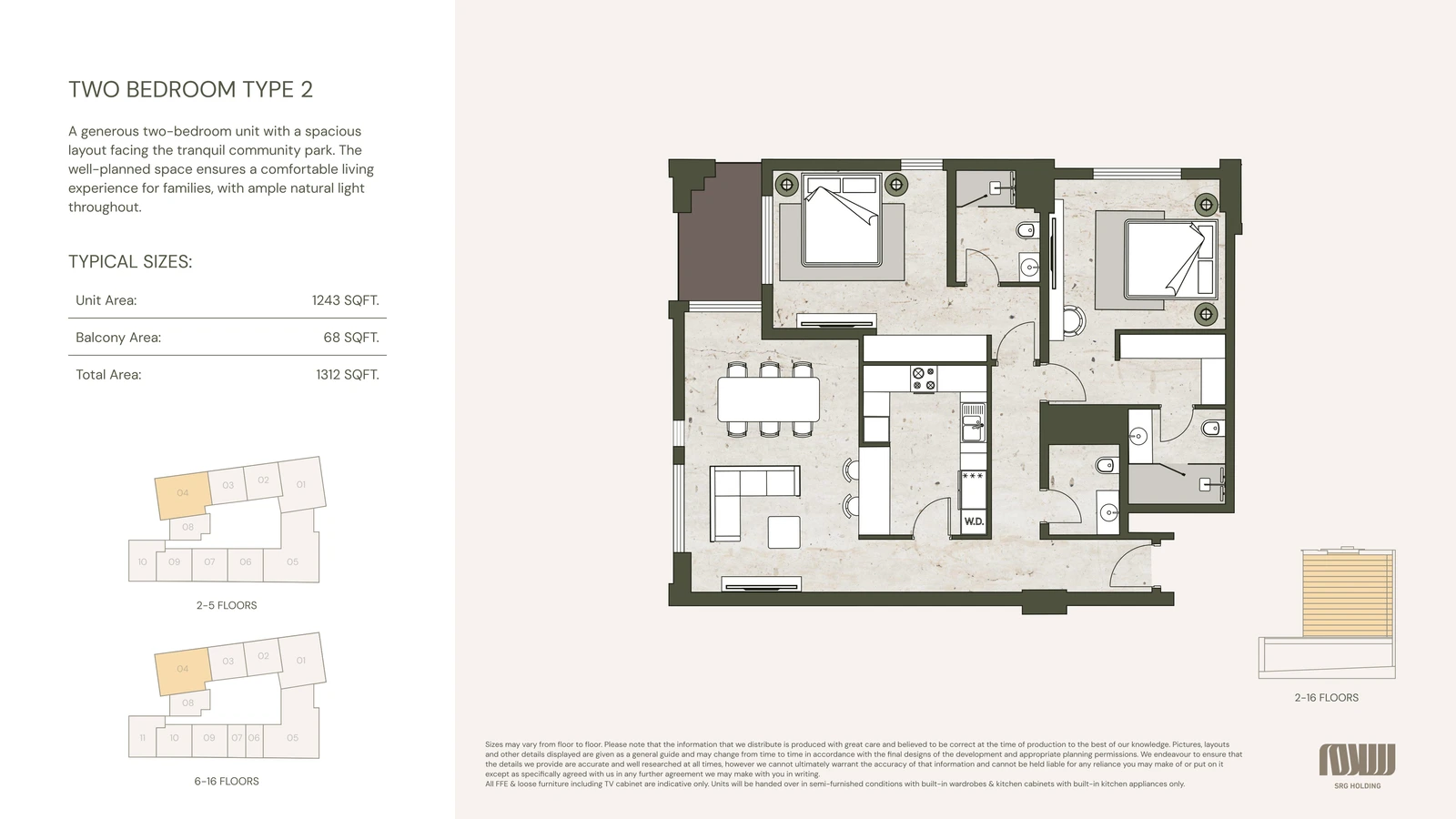 Floor plan for 2 Bedroom Type 2