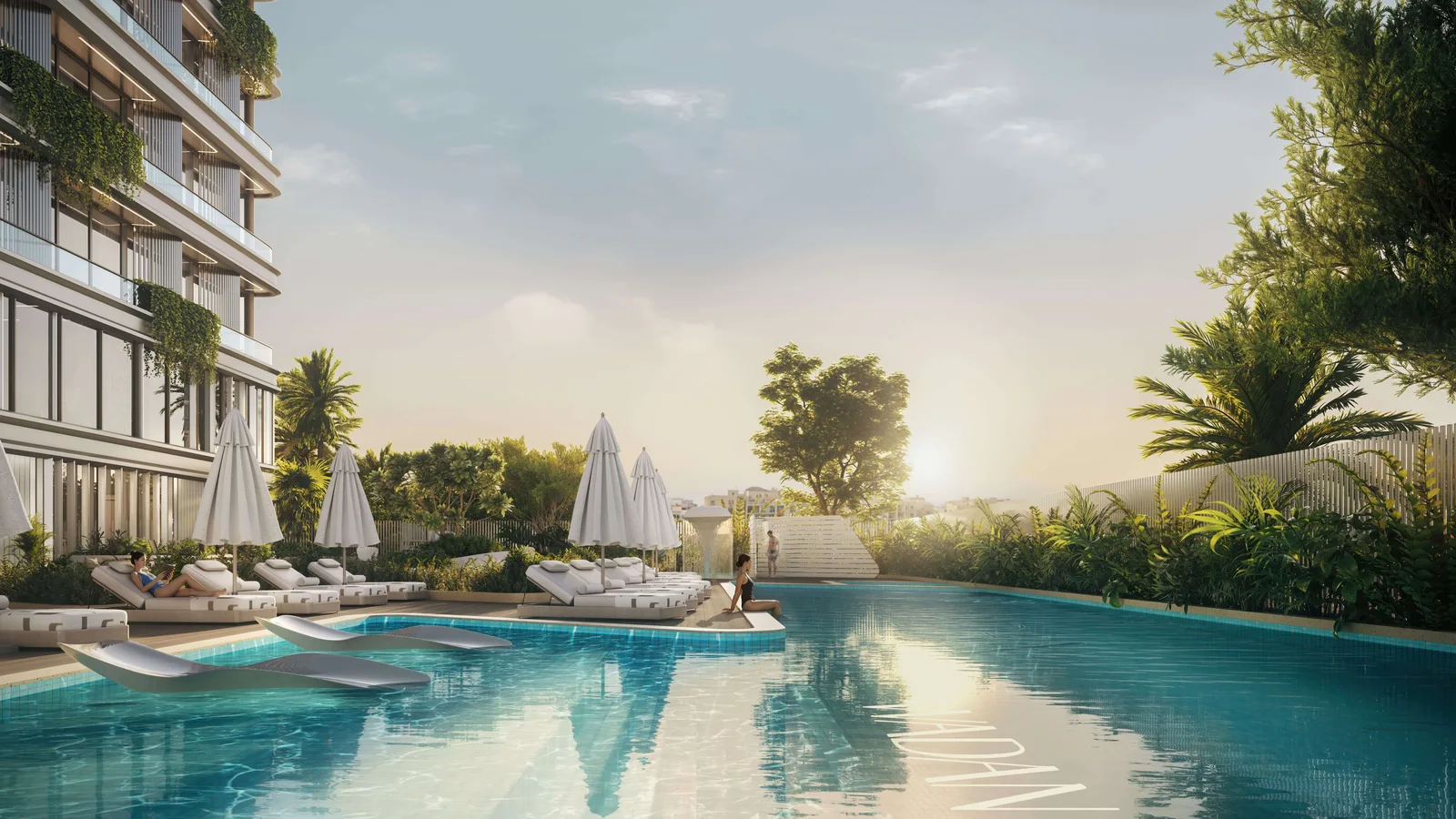 Infinity swimming pool and leisure deck at Tresora.