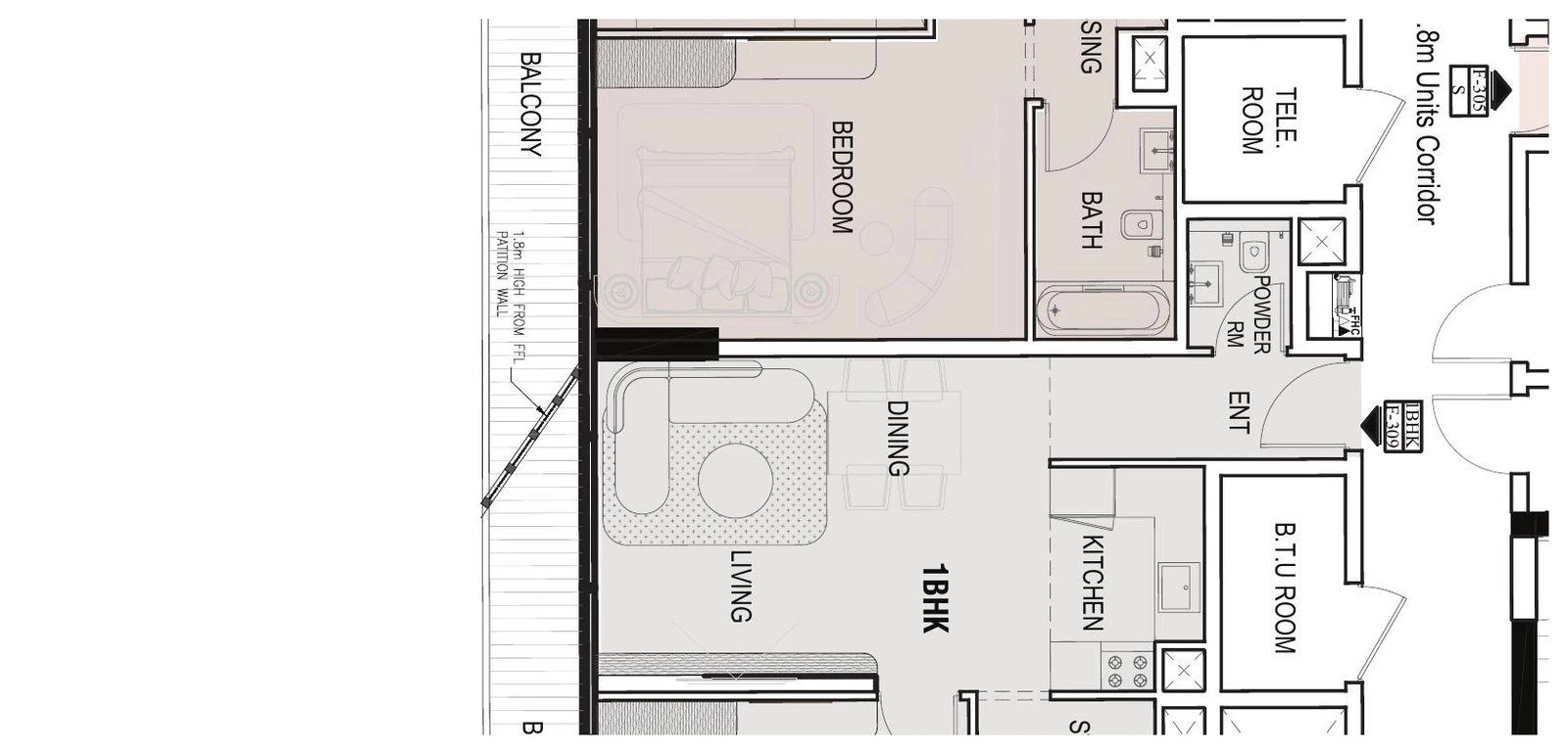 Floor plan for 1 Bedroom