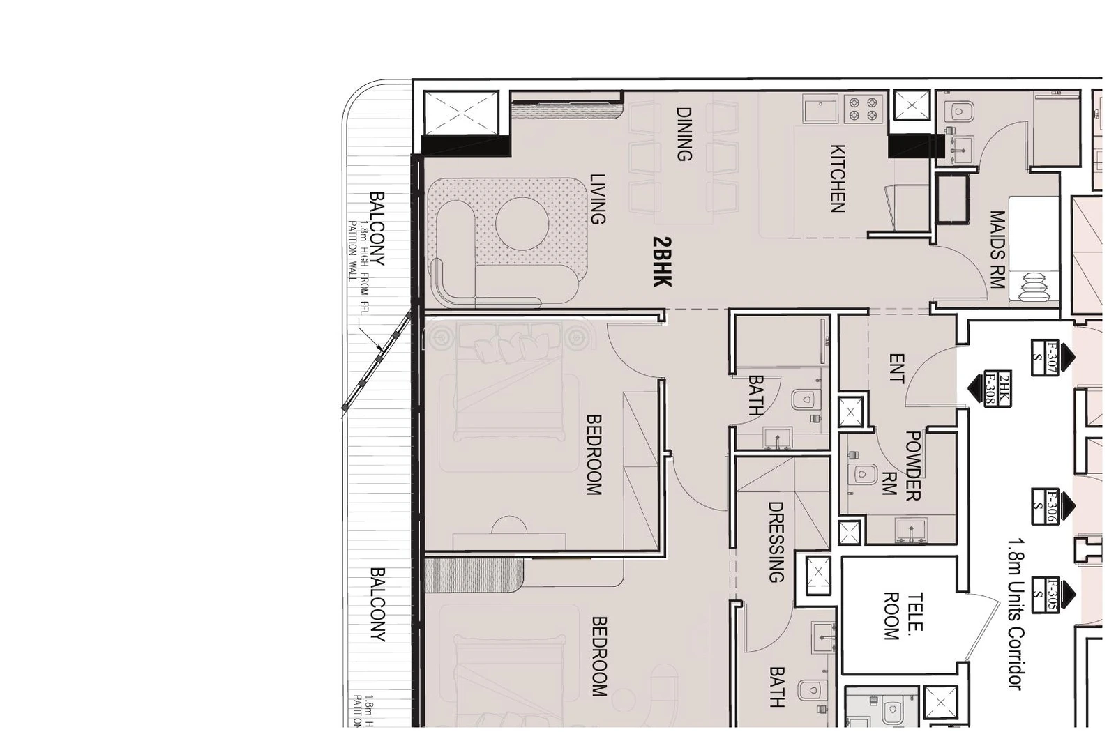 Floor plan for 2 Bedroom