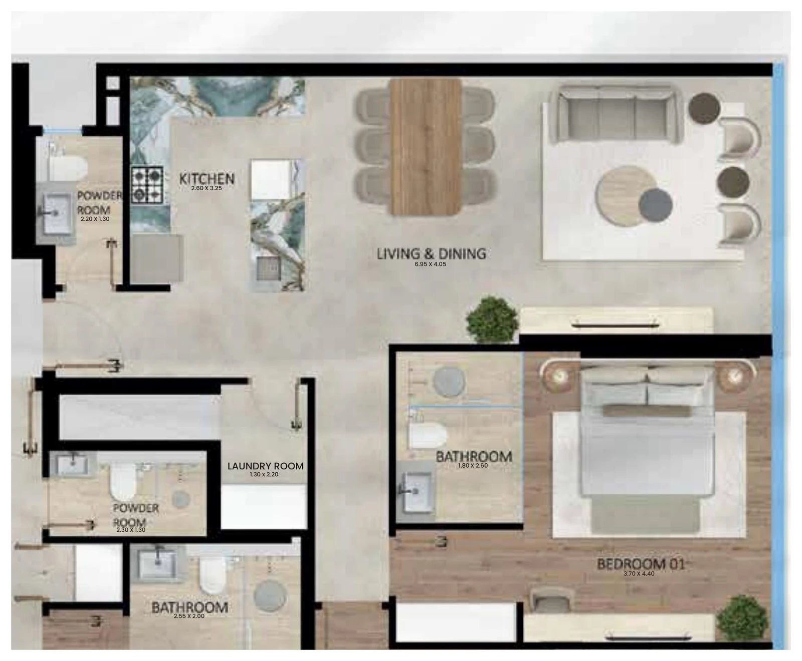 Floor plan for 1 Bedroom - Unit 102