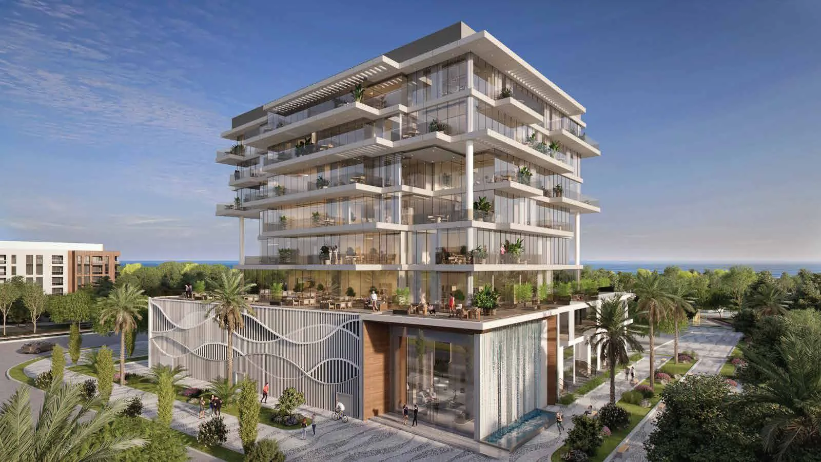 Exterior view of Vayla Residences on Dubai Islands.
