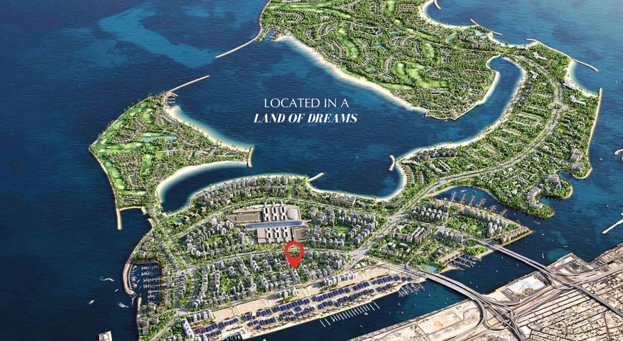 Location map showing Vayla Residences on Dubai Islands.