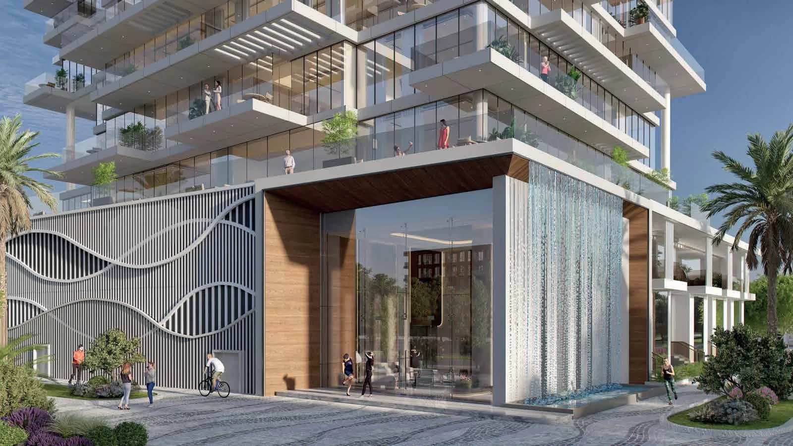 Main entrance and arrival area at Vayla Residences.