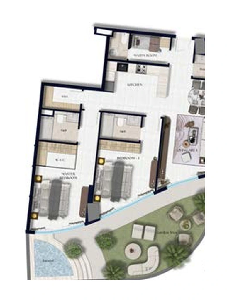 Floor plan for 2 Bedroom - Unit GF-09
