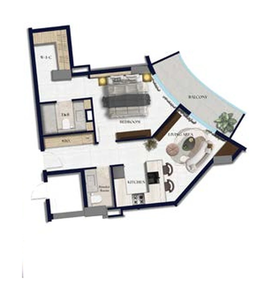 Floor plan for 1 Bedroom - Unit 17